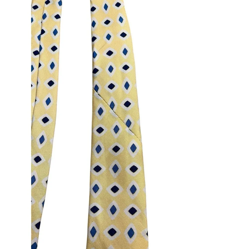 Turnbow Asser to Honor the Prince of Wales Shirtmaker Tie Yellow Blue Diamonds